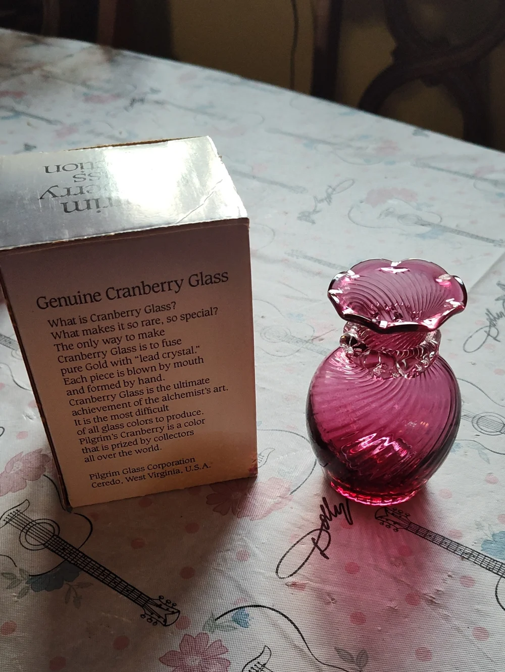 Vintage Pilgrim Cranberry Glass Vase